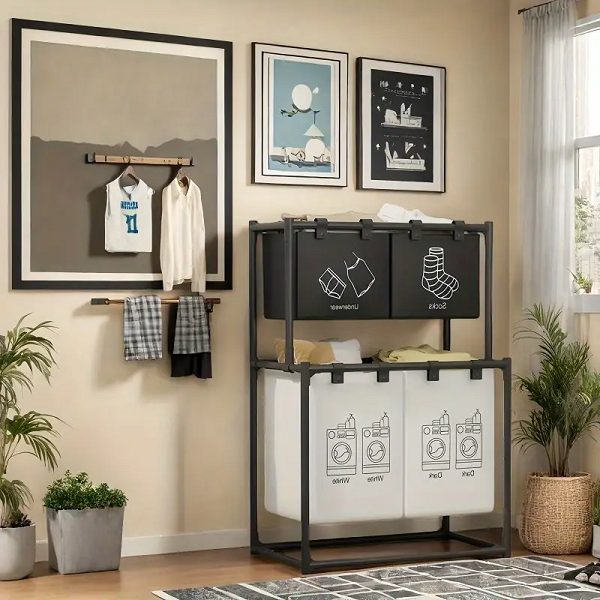 Organizador de Ropa Sucia Compacto con 4 Cestas