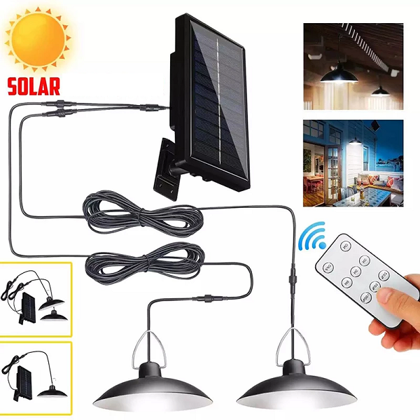 Doble lámpara solar colgante