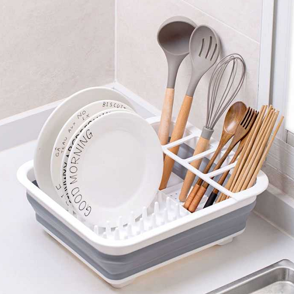 Organizador de vajilla con escurridor plegable