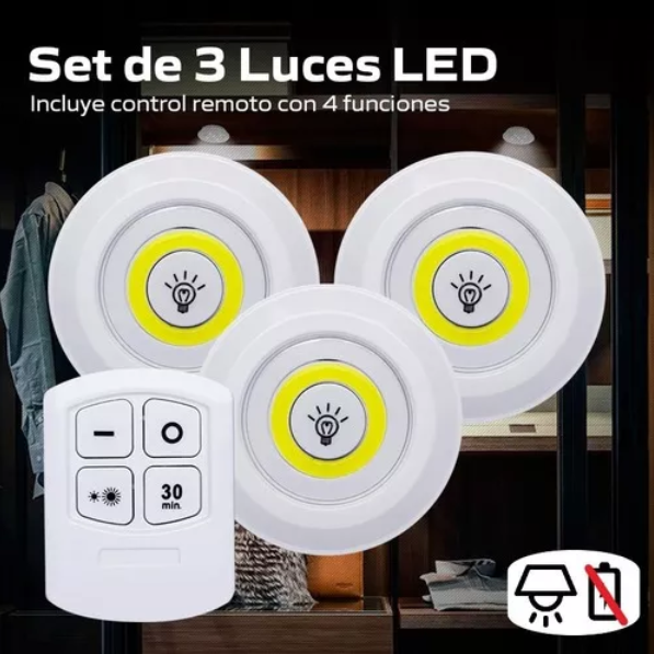 Set de 3 luces con control remoto