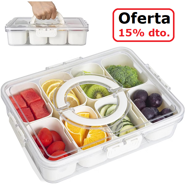 Bandeja Organizadora con 8 Recipientes y Tapa