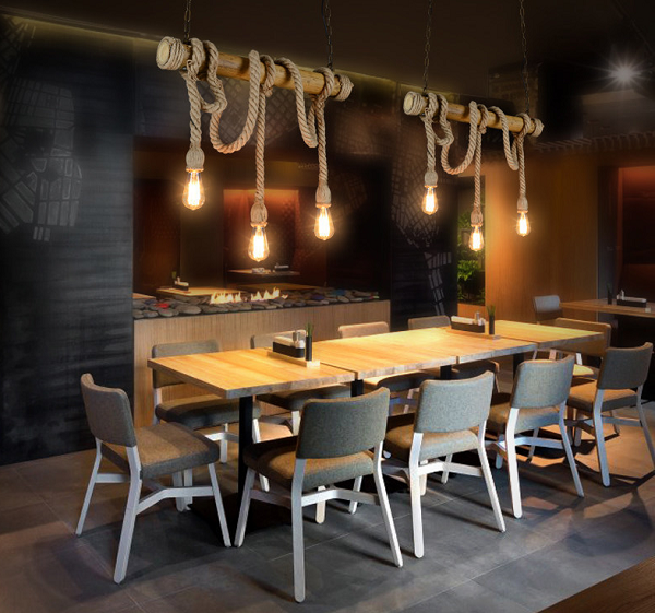 Lámpara de bambú y Cuerdas con 3 Focos