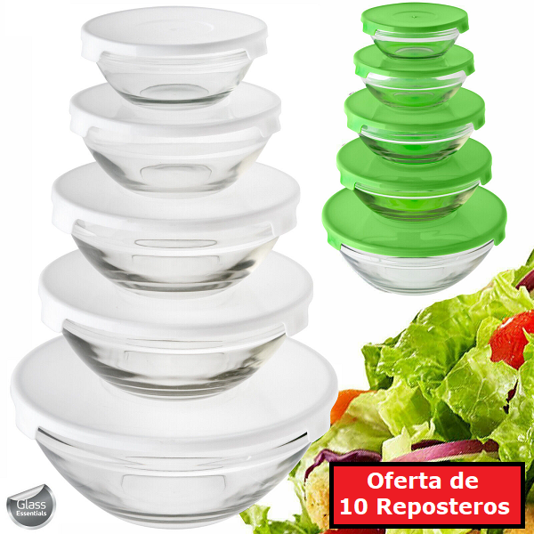 Set de 10 reposteros de vidrio