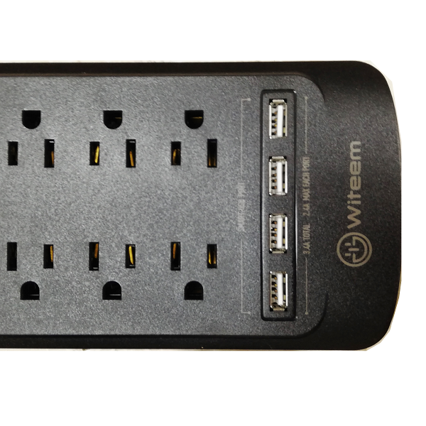 Regleta 12 Enchufes y 4 USB