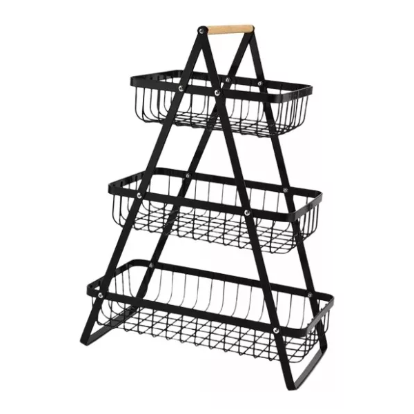 Canasta de Frutas Metálica de 3 Niveles