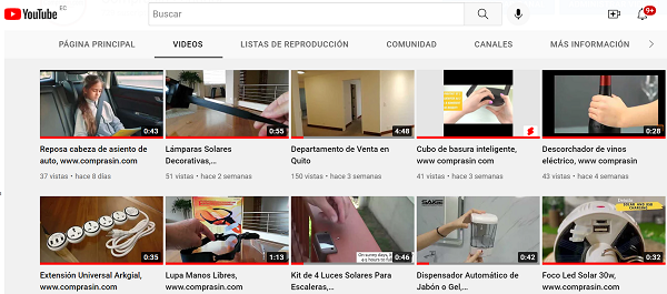 Canal de Comprasin.con en Youtube