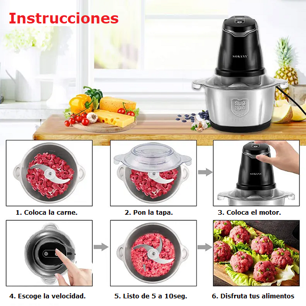Picadora Eléctrica de Acero Inoxidable Sokany