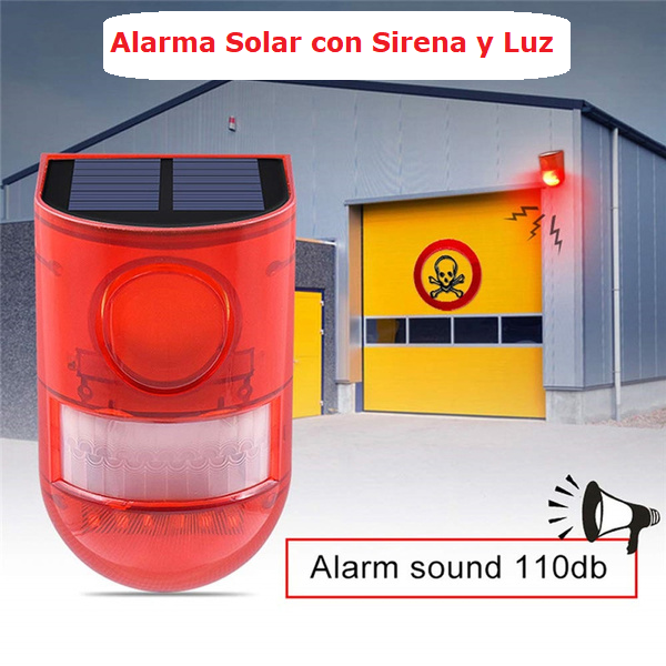 Alarma solar con sirena y luz flash