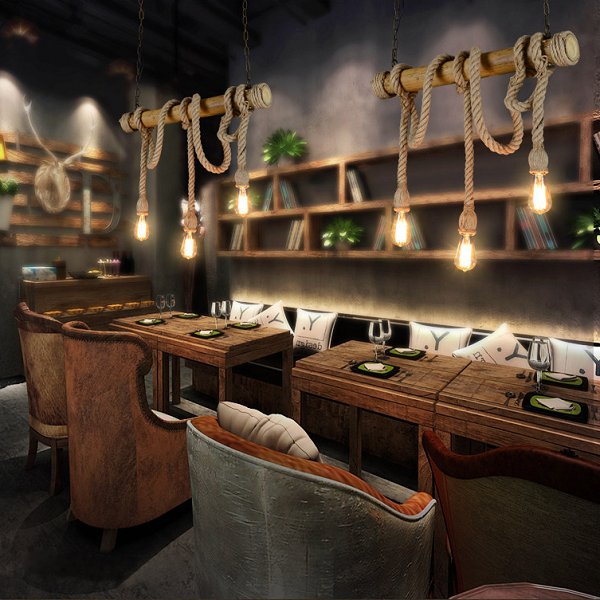 Lámpara de bambú y Cuerdas con 3 Focos