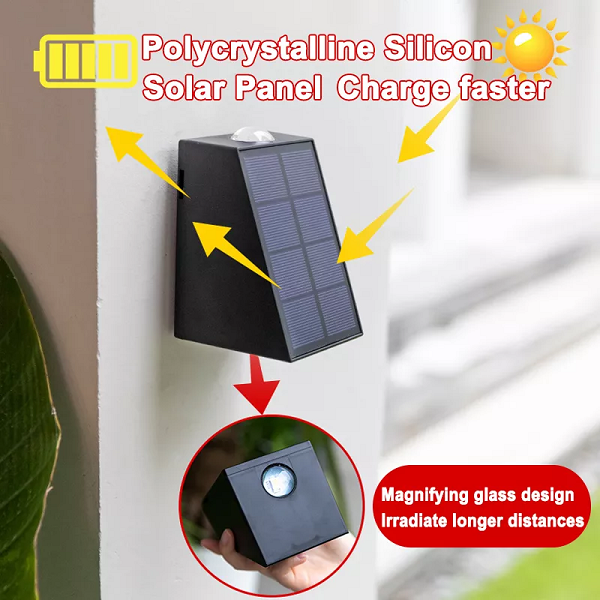 Aplique de pared solar 2 leds