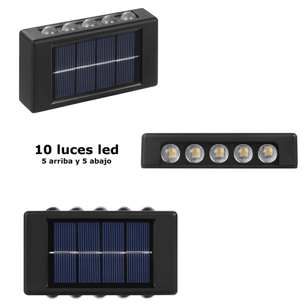 Aplique de Pared Solar 10 Leds