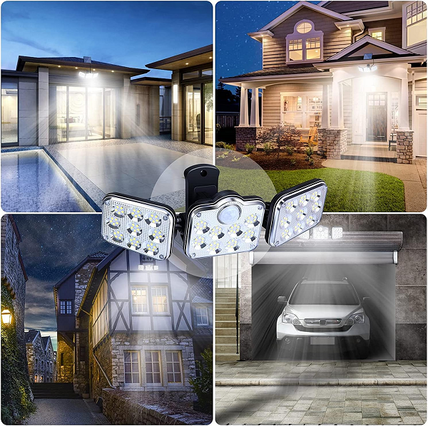 Lámpara solar triple con panel separado