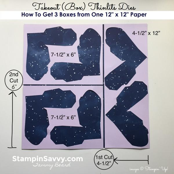 how to get 3 boxes form one 12" x 12" paper with takeout box  thinlit die