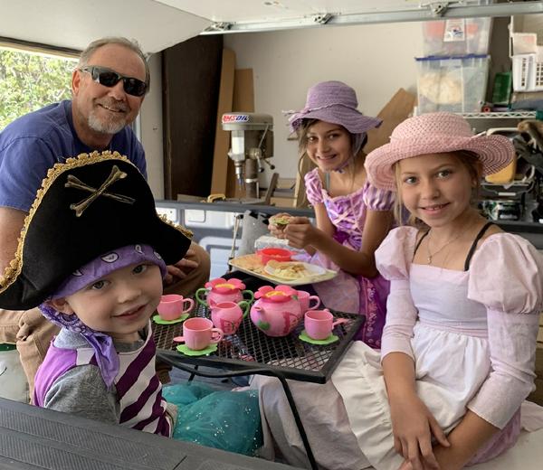 truck-bed-tea party with grand kiddos