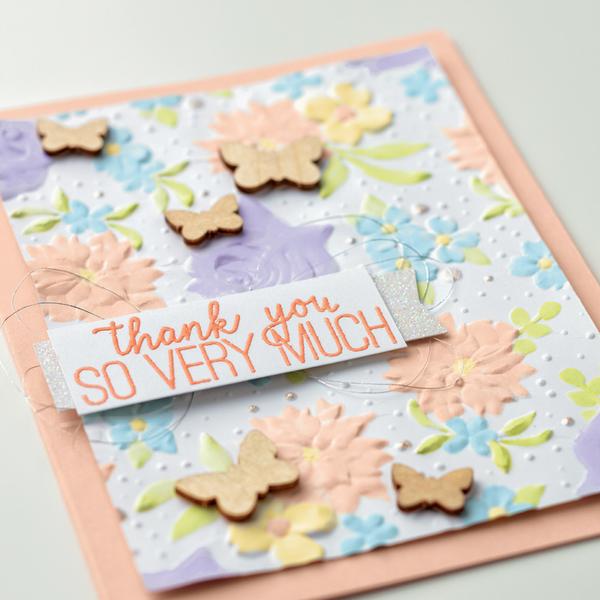 country floral embossing folder card idea