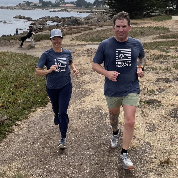 Derek and Michelle Abbey running some miles in Monterey Bay in honor of our MIAs