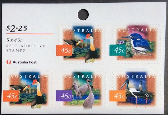 The 1997 Nature of Australia - Wetlands Birds was also released in a peel and stick sheet.