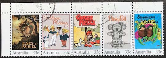 1985 Australian Children’s Books 33c Set of 5 in Se-tenant Strip CTO