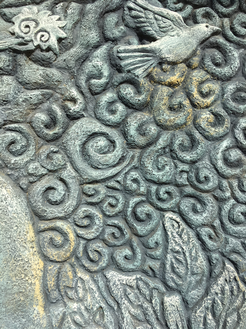 concrete cast tribal art dove