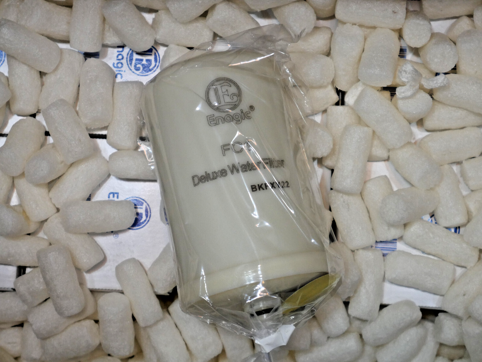 FC1 filter removed from box, still in bag with filter change label sticker