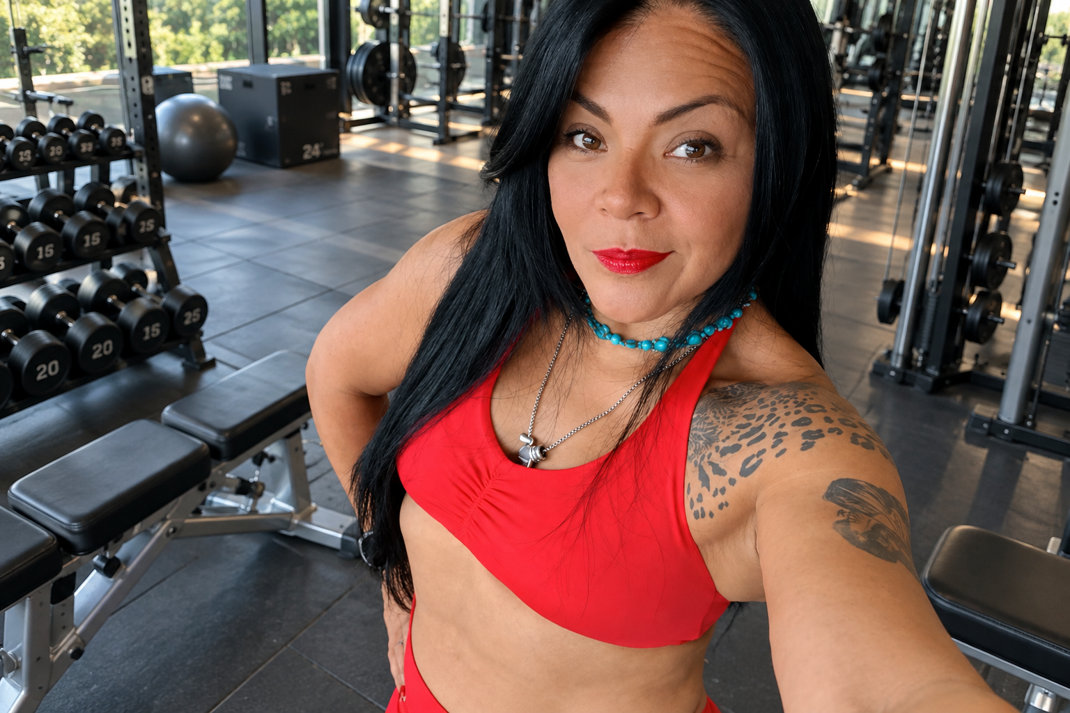 Ana Esquivel en el gimnasio, fuerte y segura