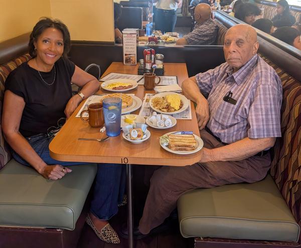 Eva and her Dad at her favorite NJ Diner