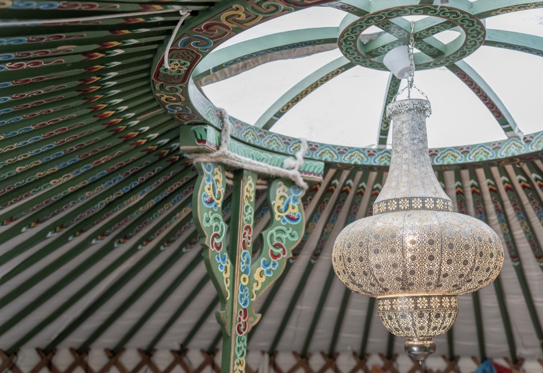 Painted yurt ceiling