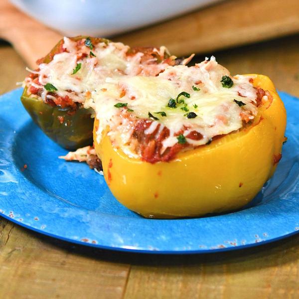 ground beef dirty rice stuffed bell peppers