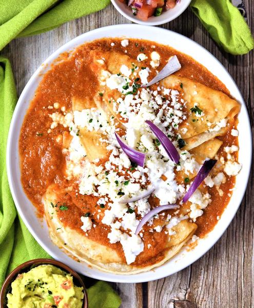 plate of cheese and onion entomatadas
