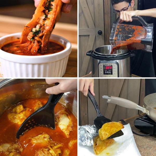 4 step out photos of making chicken birria tacos