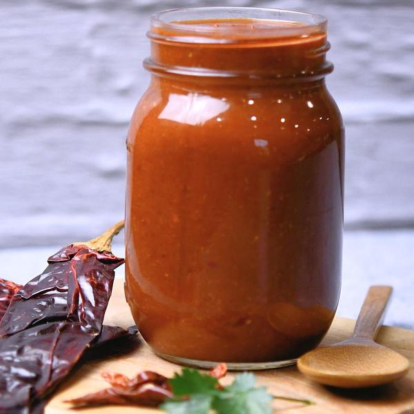 closeup of Authentic Red Enchilada Sauce