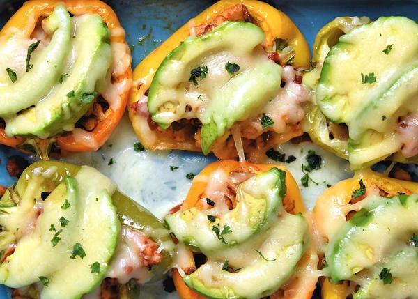 Chipotle Chicken Avocado Stuffed Peppers recipe