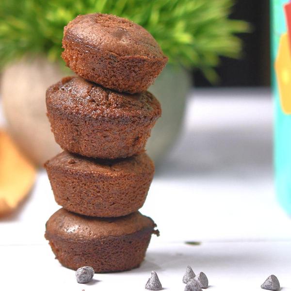 stack of mini chocolate muffins