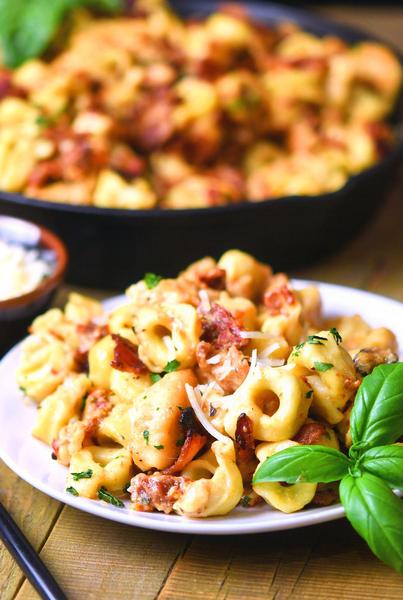 plated marry me chicken tortellini pasta
