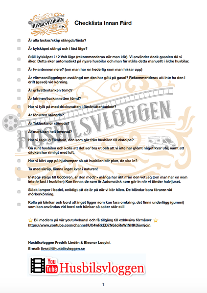 Husbilsvloggen Checklista