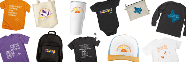 Collage of merchandise from The Arc of Texas Shop.