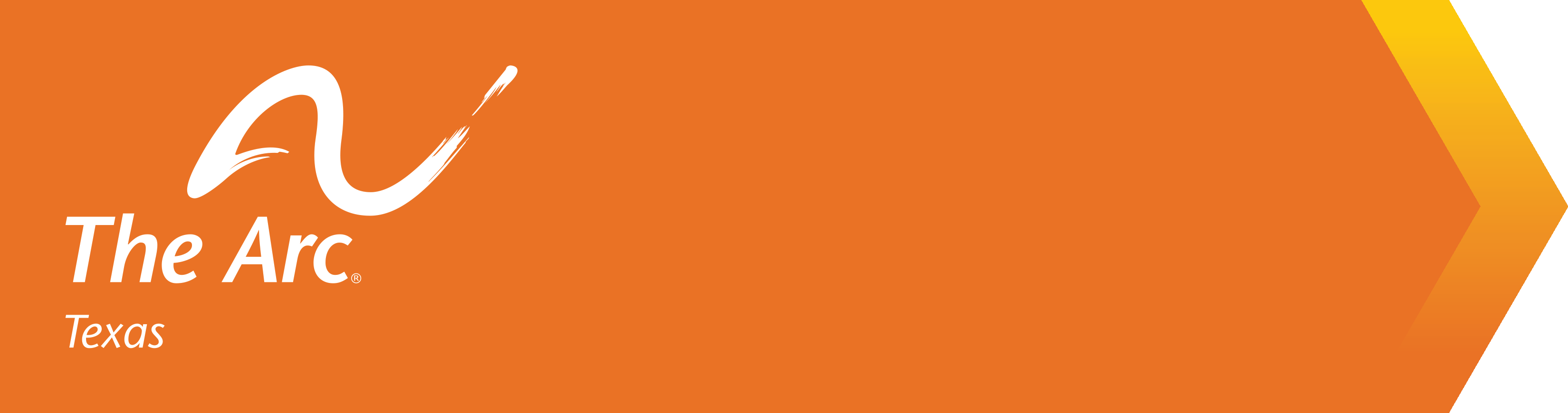 The Arc of Texas logo on an orange background