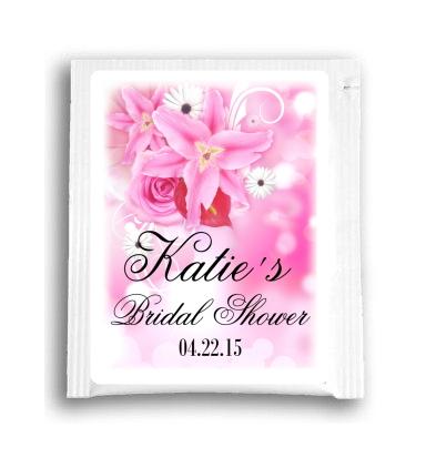 pink floral wedding tea bag favor