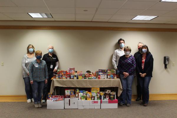 total food and household items collected by Mason City Clinic staff and physicians
