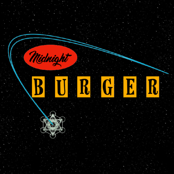 The words "Midnight Burger" on a space background