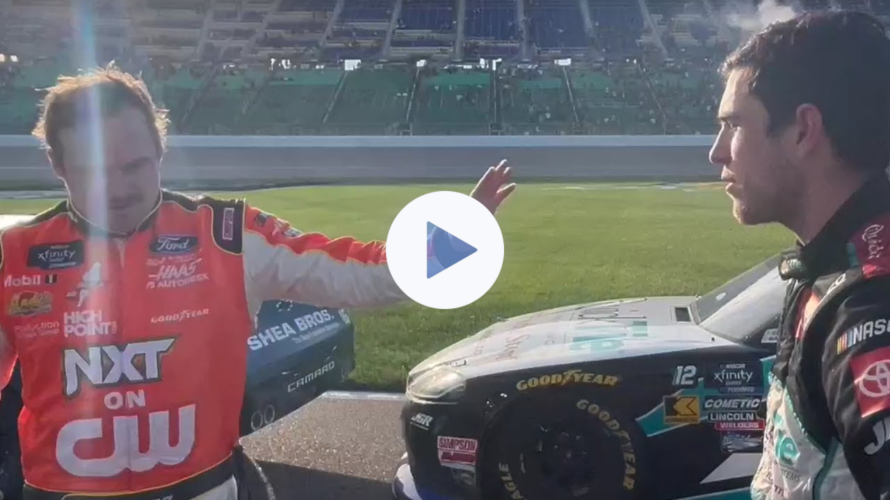 Chandler Smith & Cole Custer Have Post-Race Discussion After Late-Race Battle at Kansas