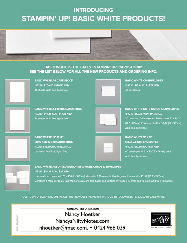 Stampin' Up! Basic White Products