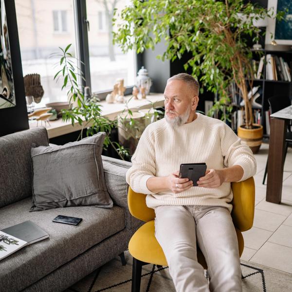 Writer sitting on chair