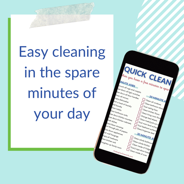 Quick Clean Cheat Sheet of cleaning tasks