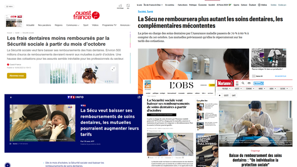 baisse des remboursements dentaires dans la presse
