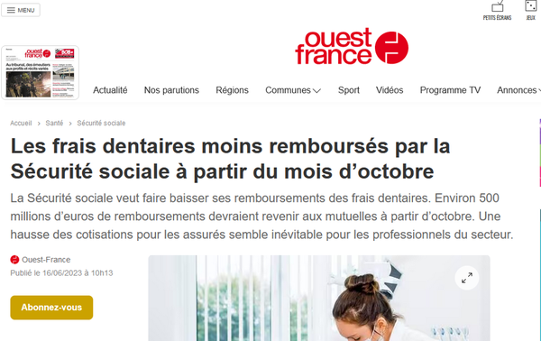 baisse des remboursements des soins dentaires