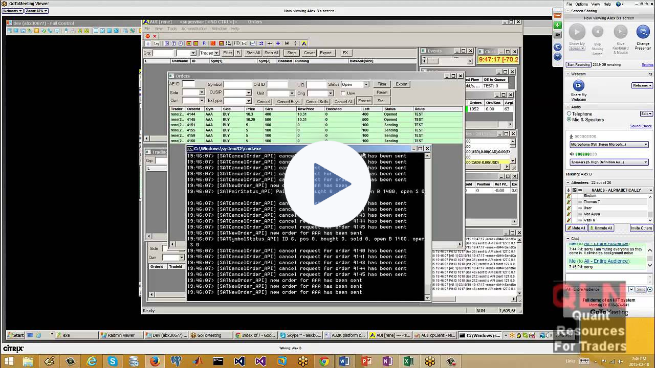 Full demo of an HFT system