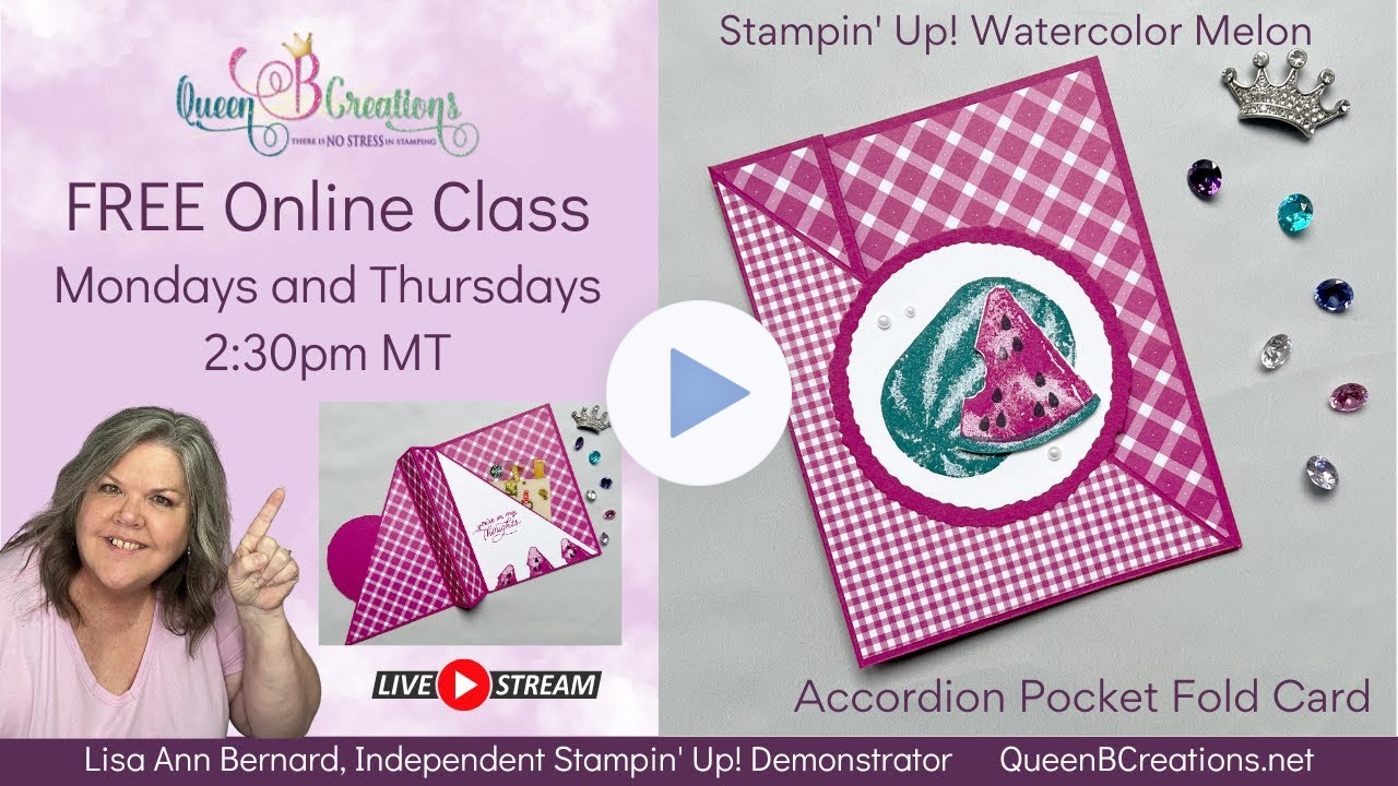 👑 How to create an accordion pocket fold card using Stampin' Up! Watercolor Melon