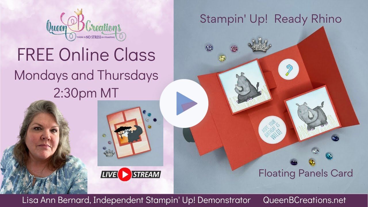 👑 Stampin' Up! Ready Rhino Floating Panels Pop Up Card