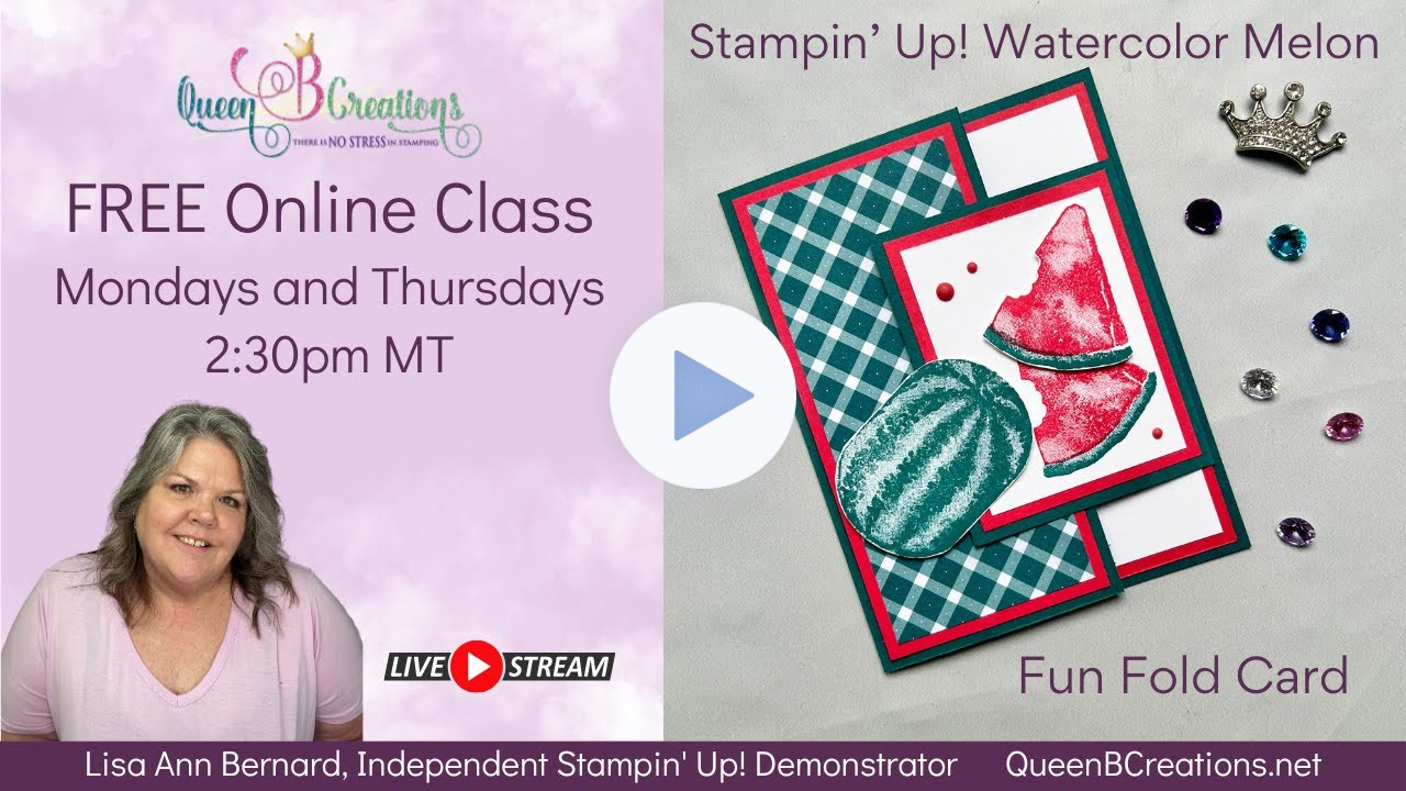 👑 Stampin' Up! Watercolor Melon Fun Fold Card